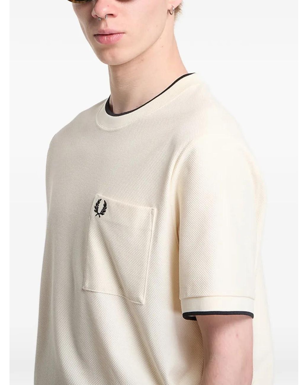Fred Perry White Cotton T-Shirt for men