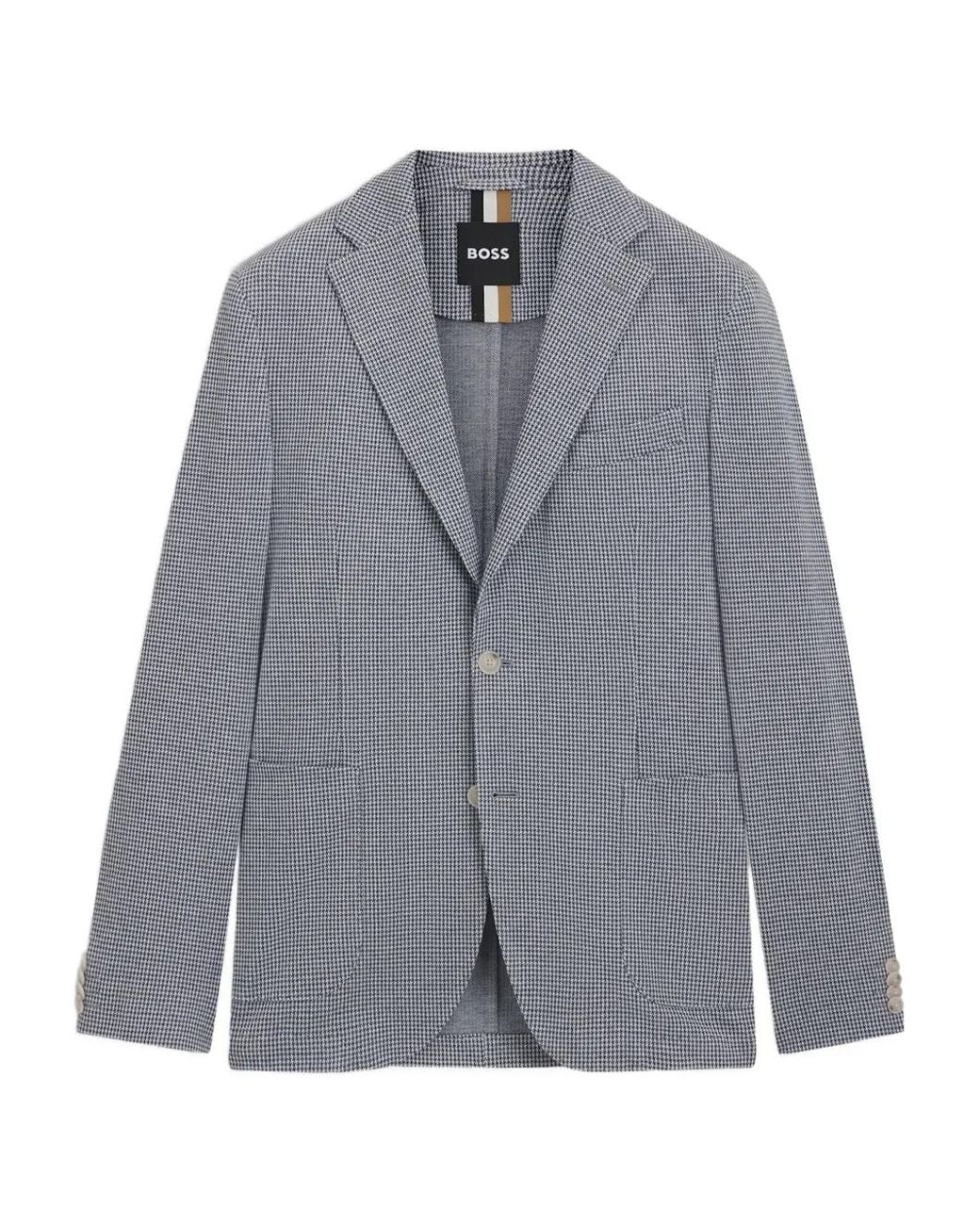 Boss Gray Houndstooth Check Blazer for men