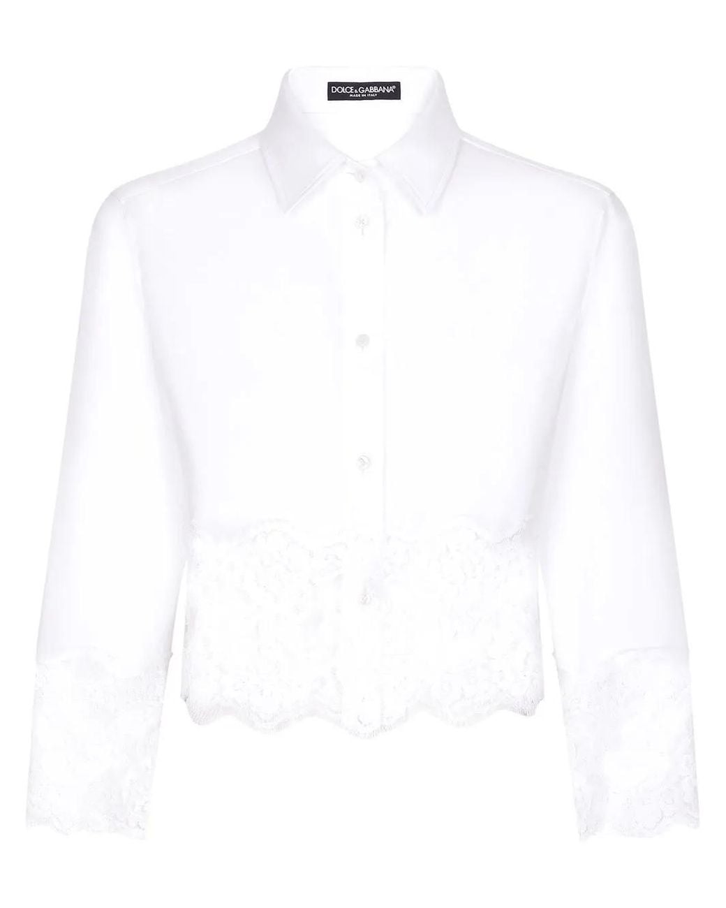 Dolce & Gabbana White Lace-trim Shirt