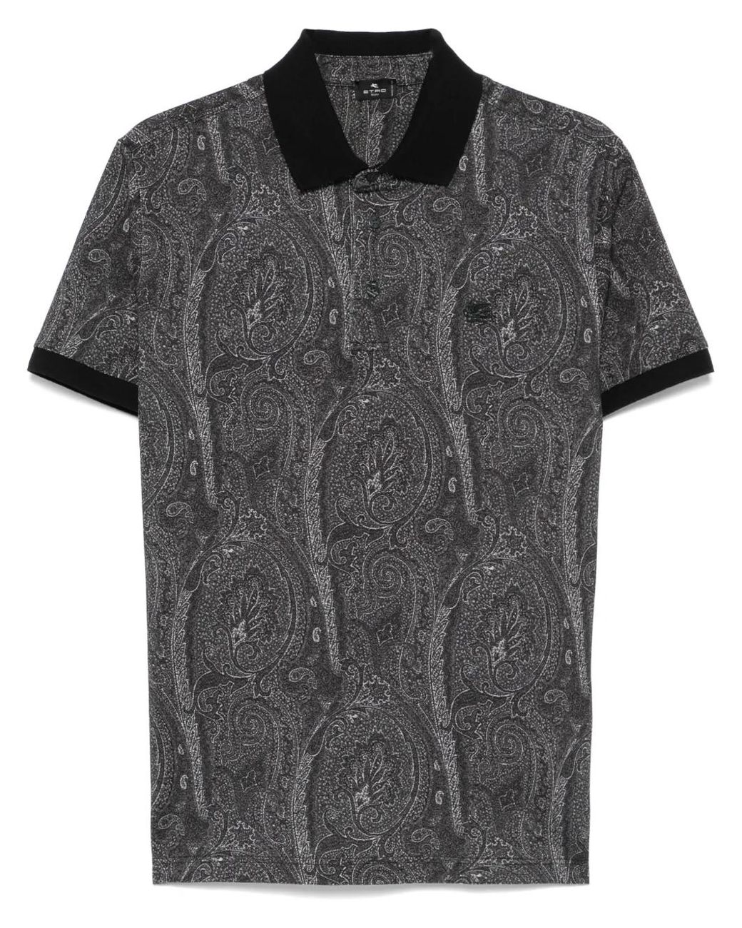 Etro Black Paisley-Print Polo Shirt for men