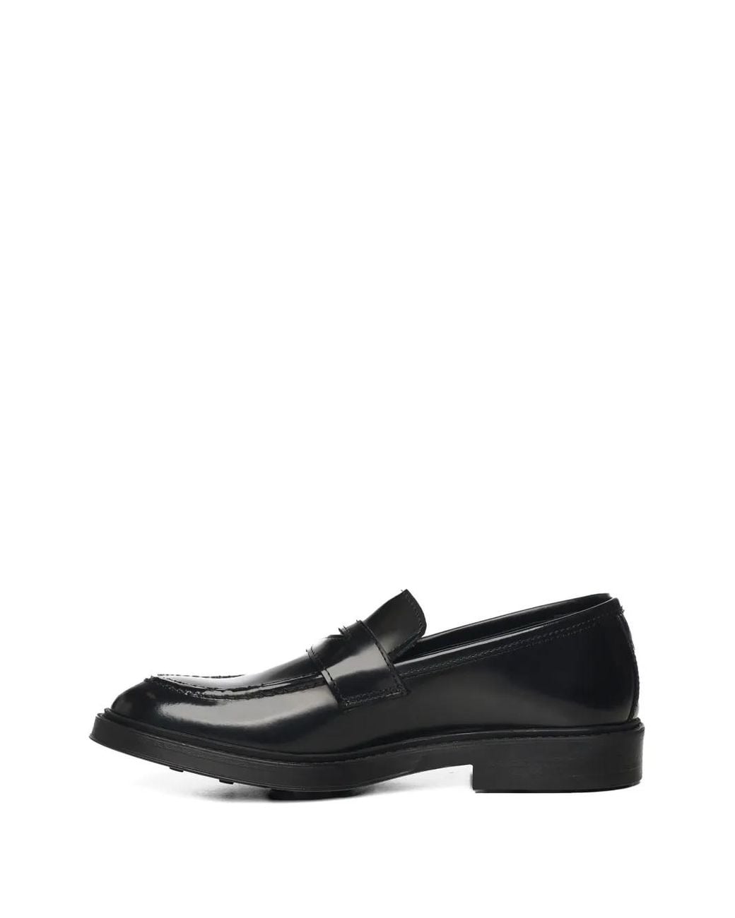 Giuliano Galiano Black Round Toe Leather Loafers for men
