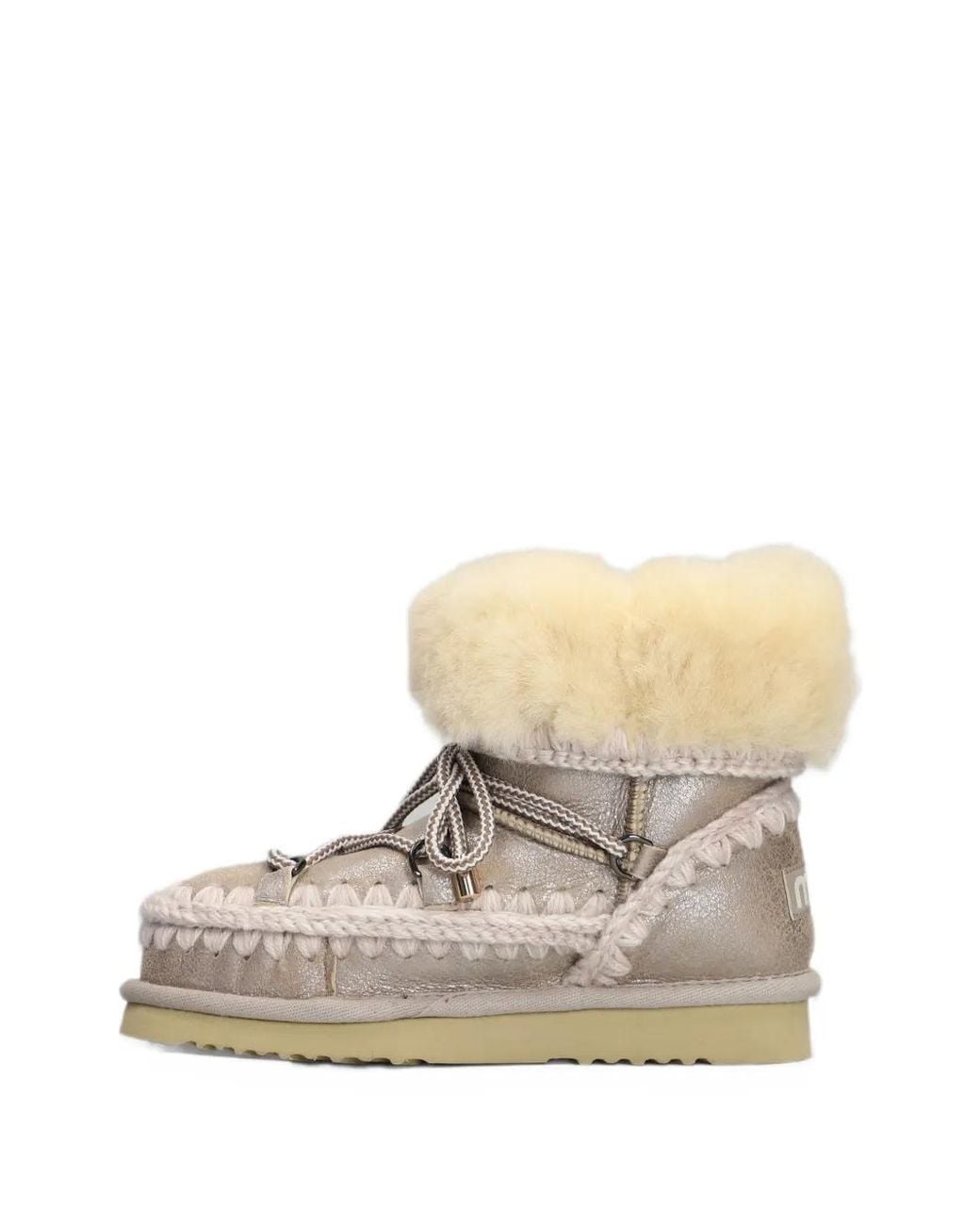 Mou White Eskimo 24 Shearling-Trim Lace-Up Boots