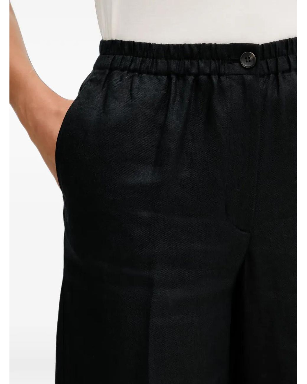 Sisley Black Elasticated-Waistband Palazzo Pants