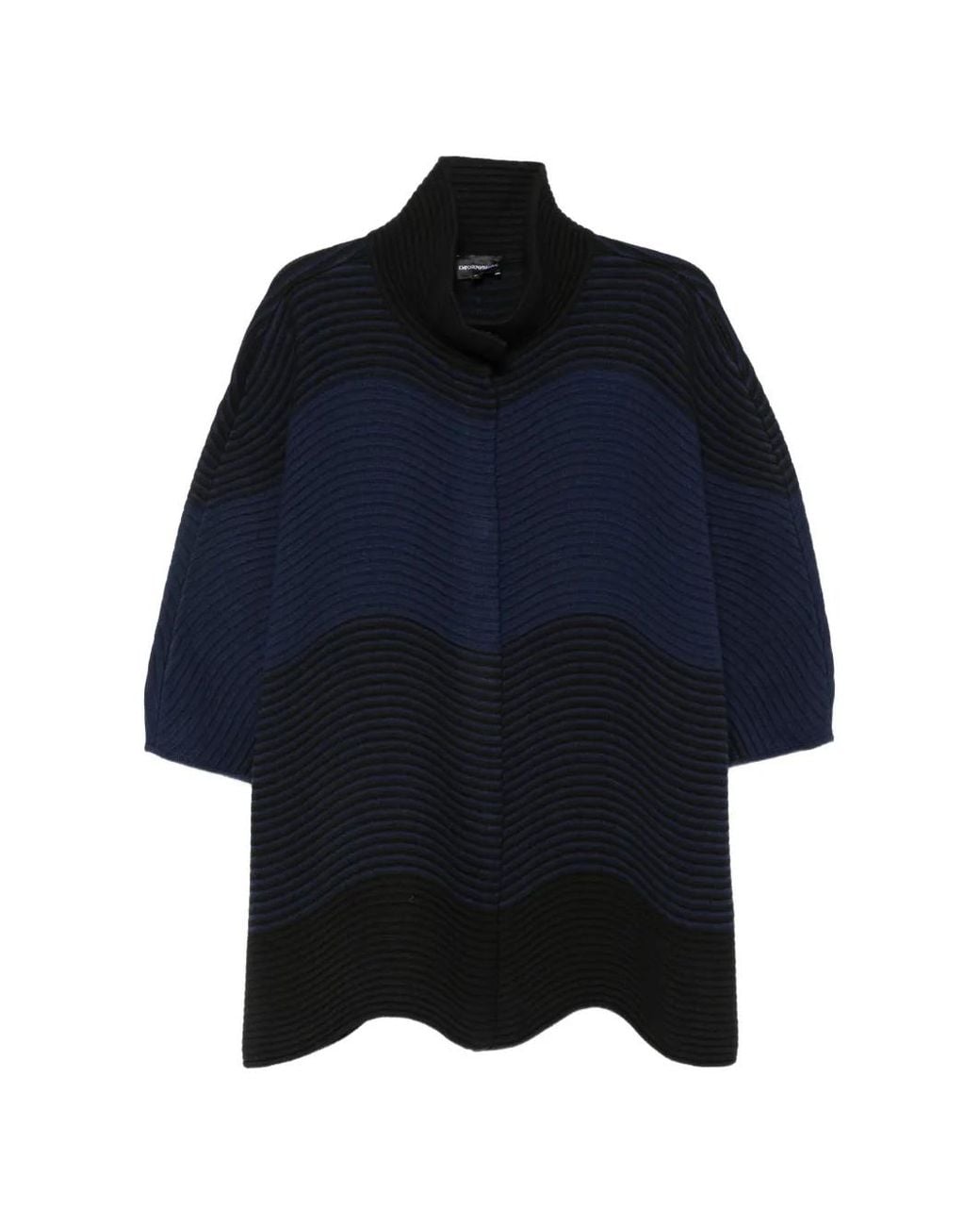Emporio Armani Blue Wave-Pattern Ribbed Jacket