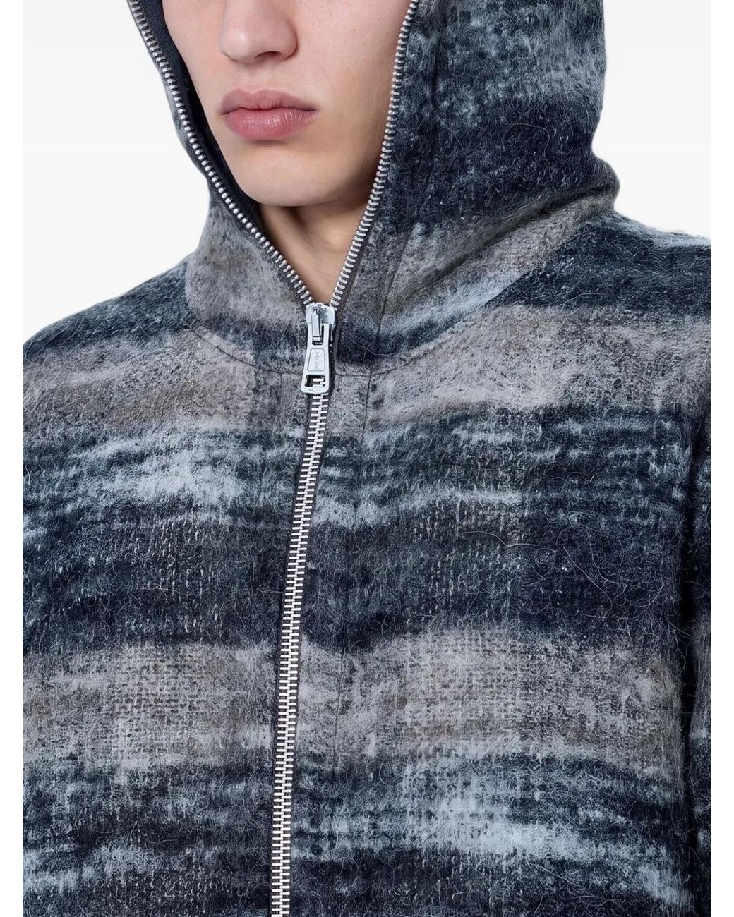 Our Legacy Blue Striped Zip-Up Hoodie for men