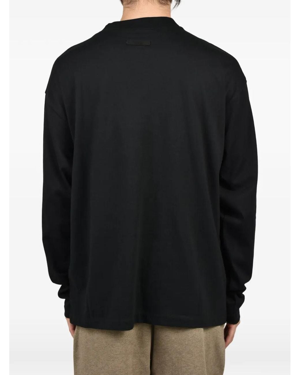 Essentials Black Logo-Print Long-Sleeve T-Shirt for men