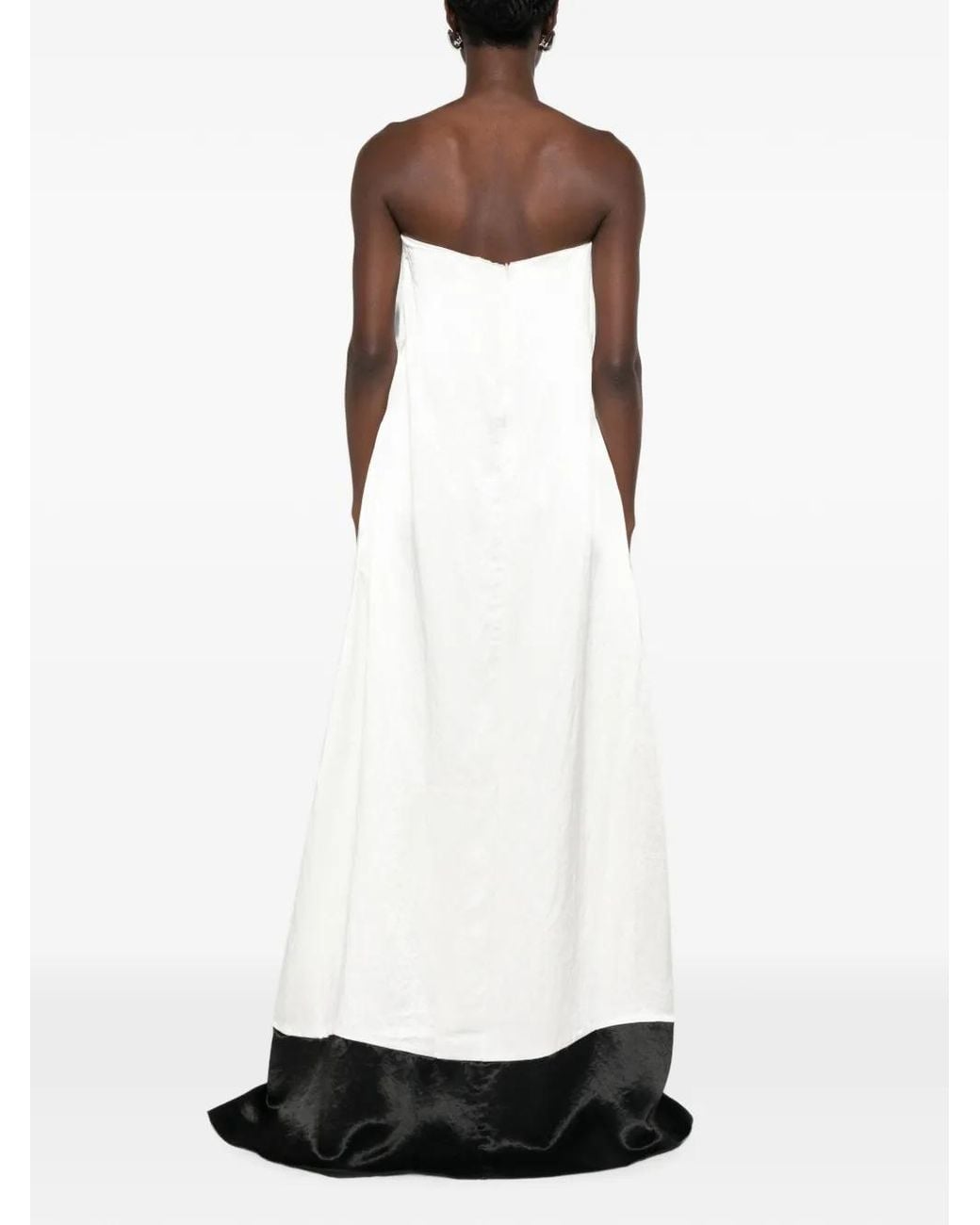 Abadia White Diana Strapless Maxi Dress