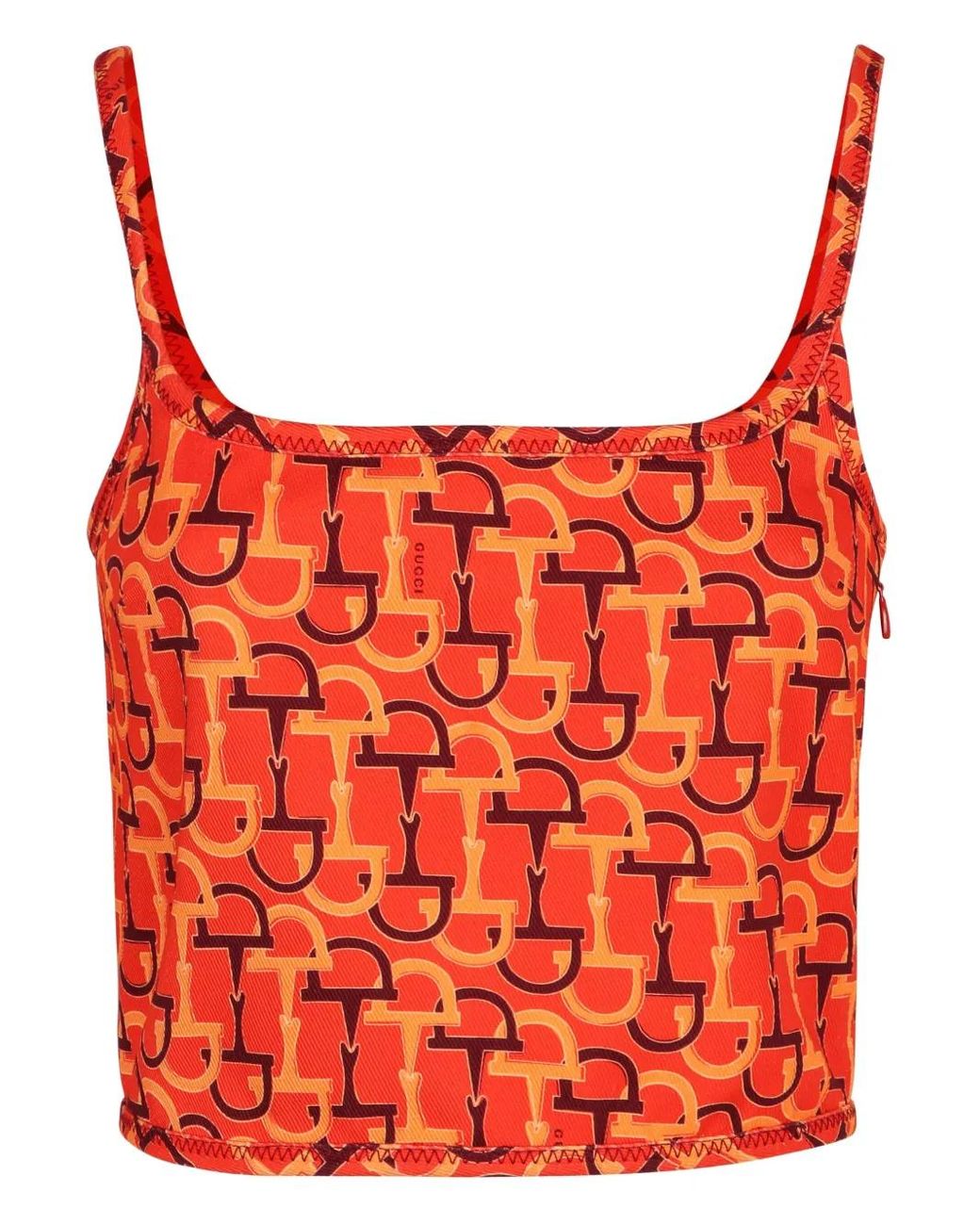 Gucci Orange Printed Crop Top