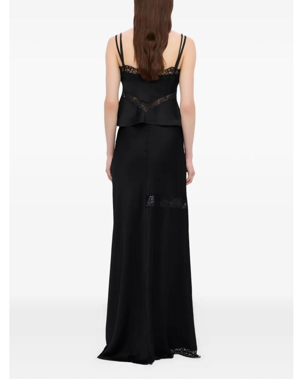 MSGM Black Lace Panel Maxi Skirt