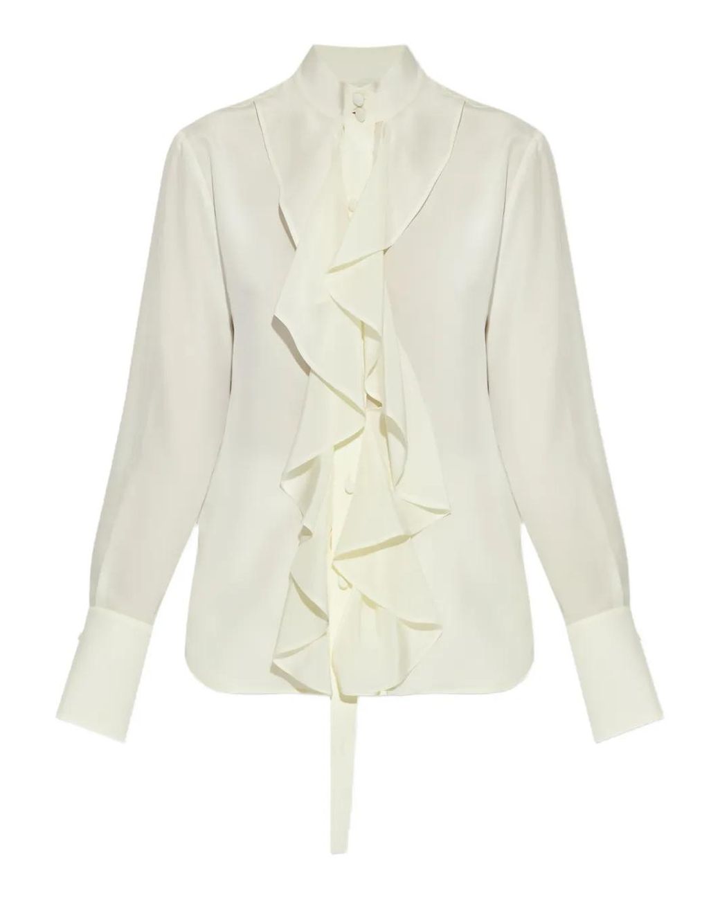 McQueen White Ruffled Silk Blouse