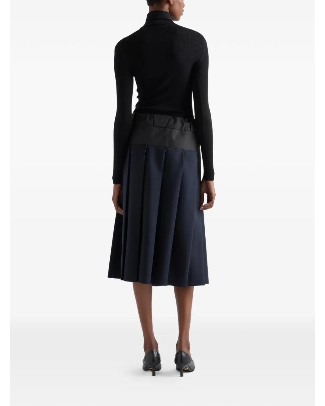 Prada Black Ribbed Logo Turtleneck Sweater