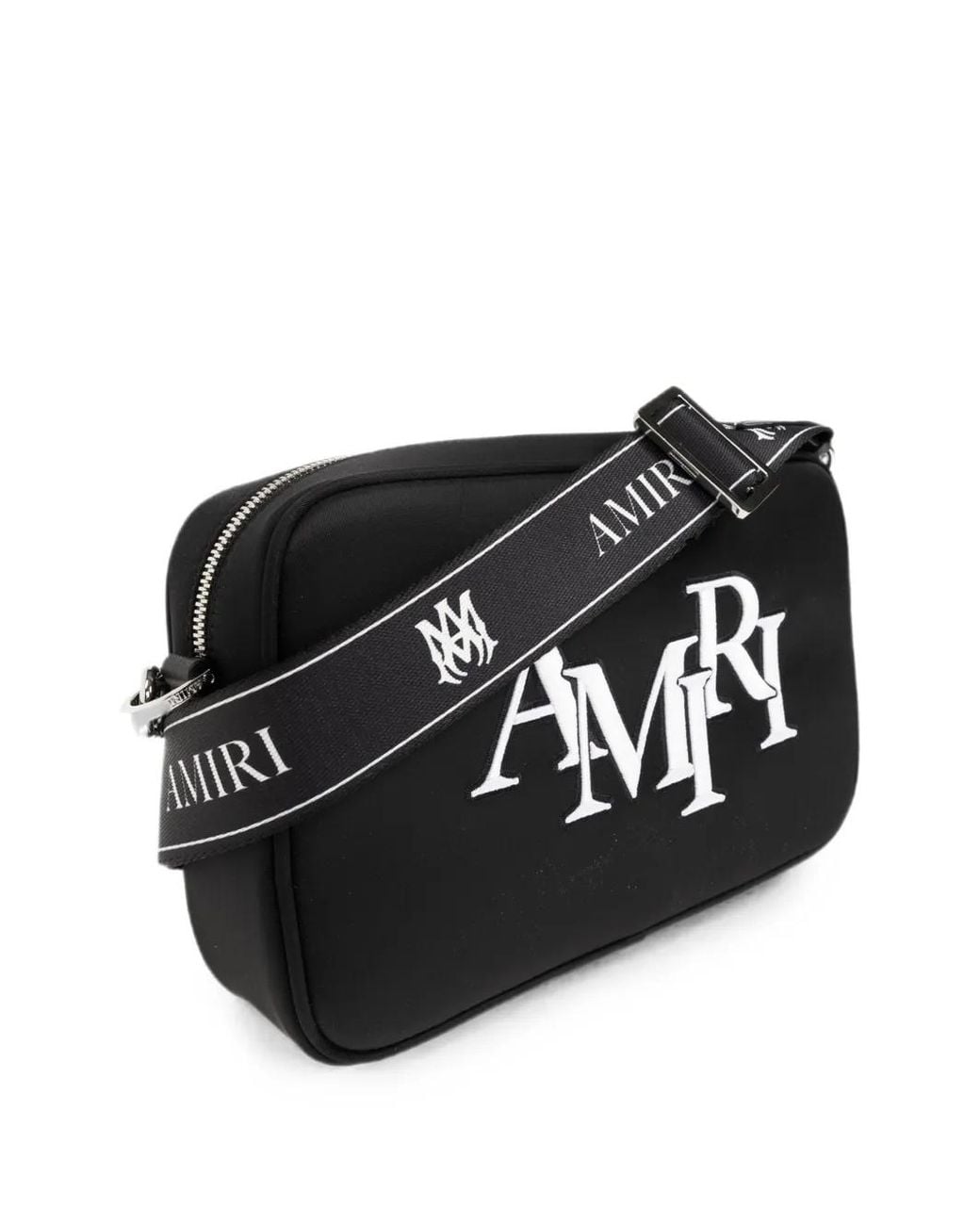 Amiri Black Staggered Logo-Embroidered Messenger Bag for men