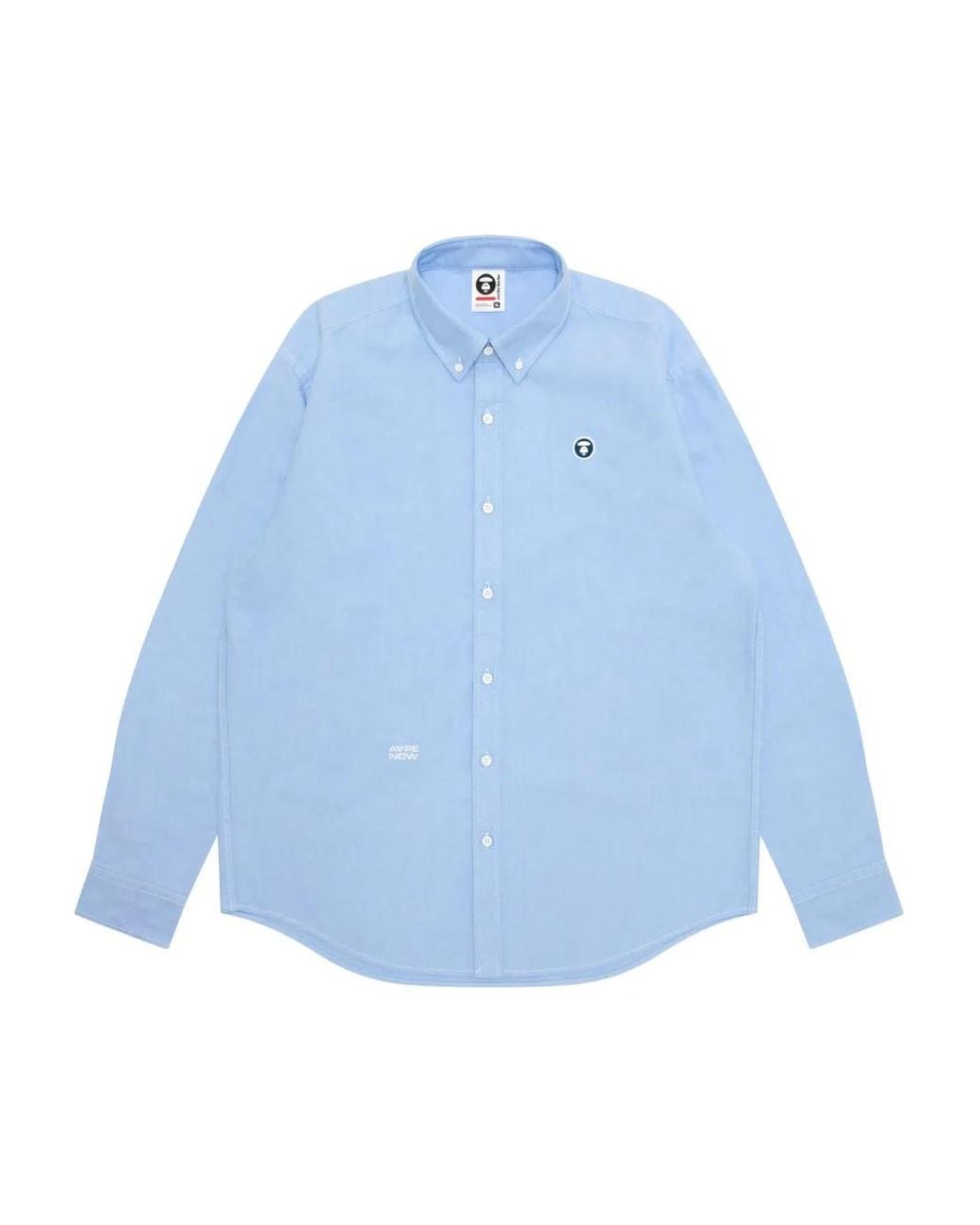 Aape By A Bathing Ape Blue Logo-Patch Oxford Shirt for men