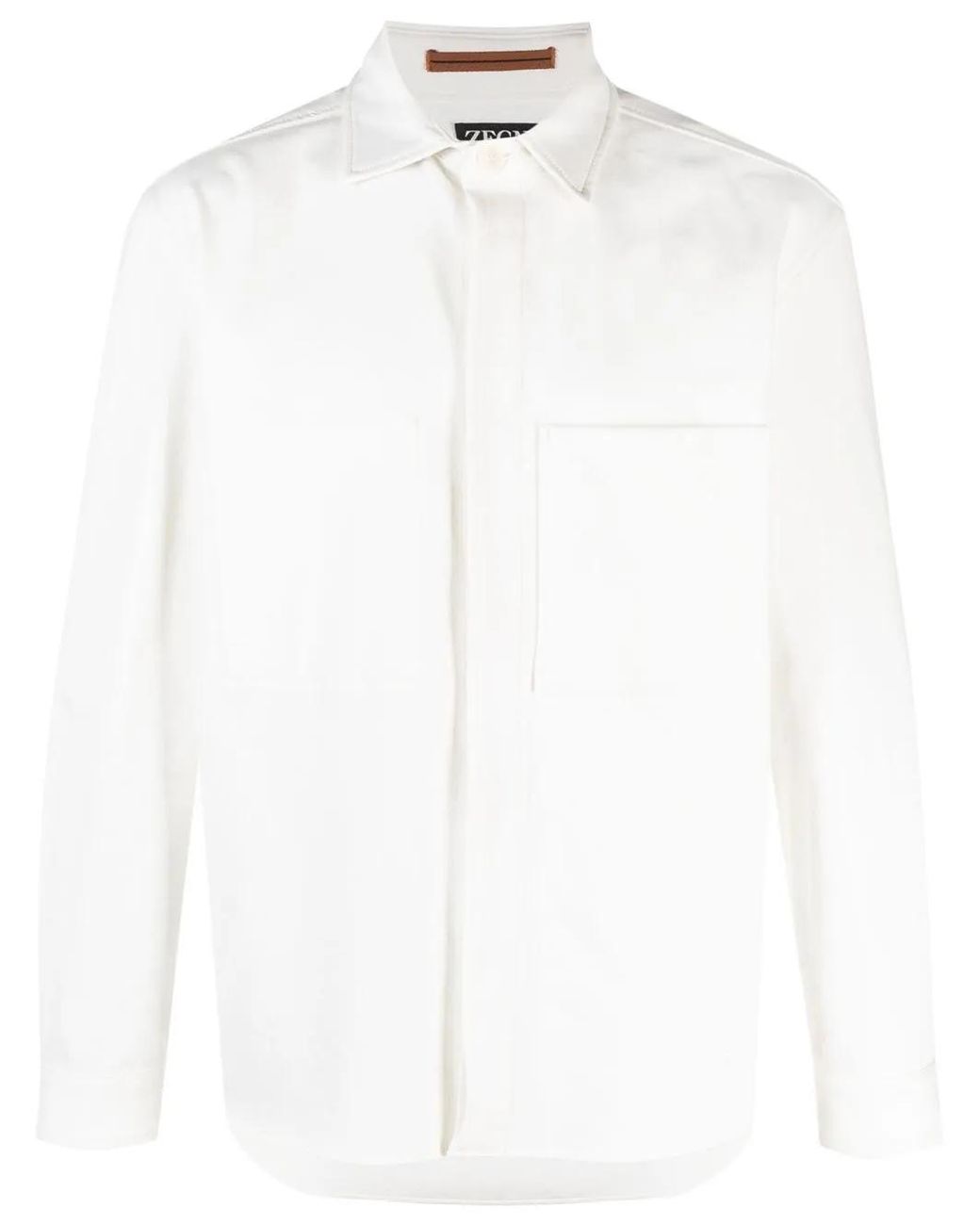 Zegna White Patch-Pocket Long-Sleeved Shirt for men