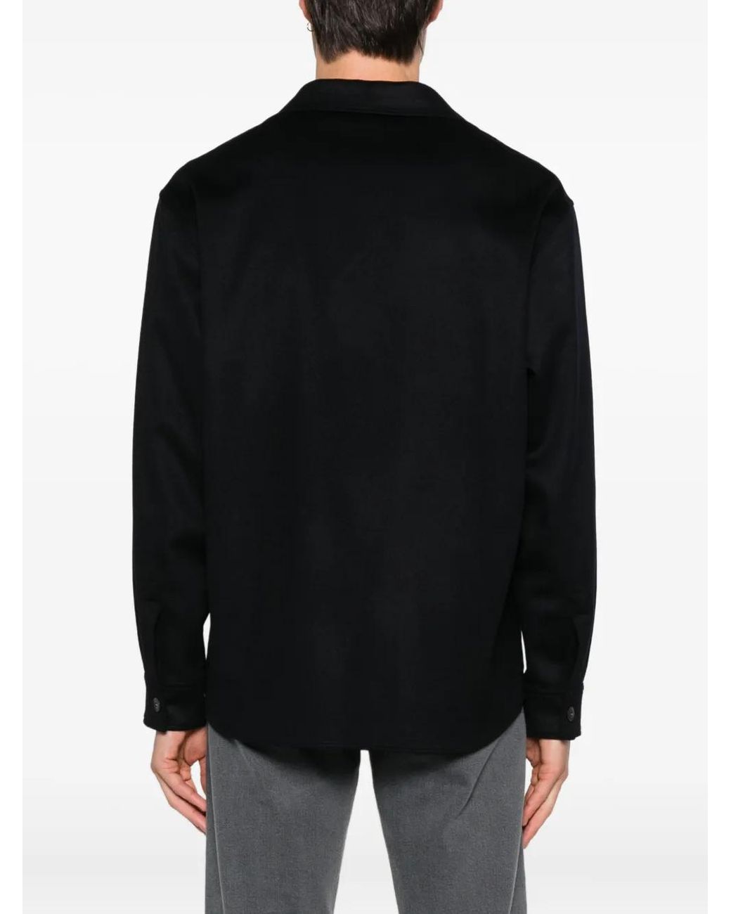 Canali Black Patch-Pocket Button-Down Jacket for men