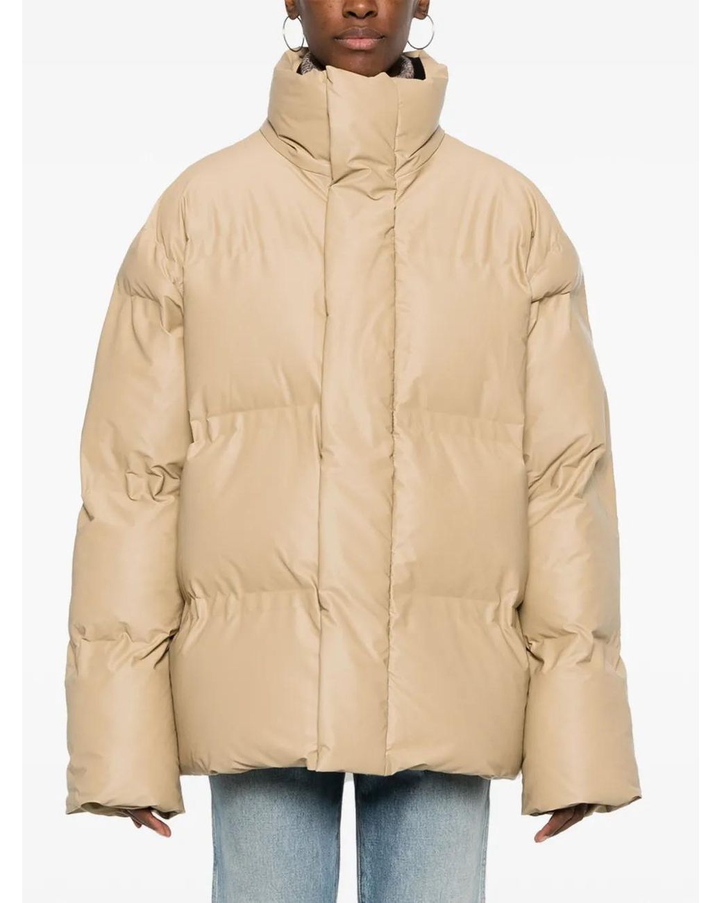 Rains Natural Funnel-Neck Padded Jacket