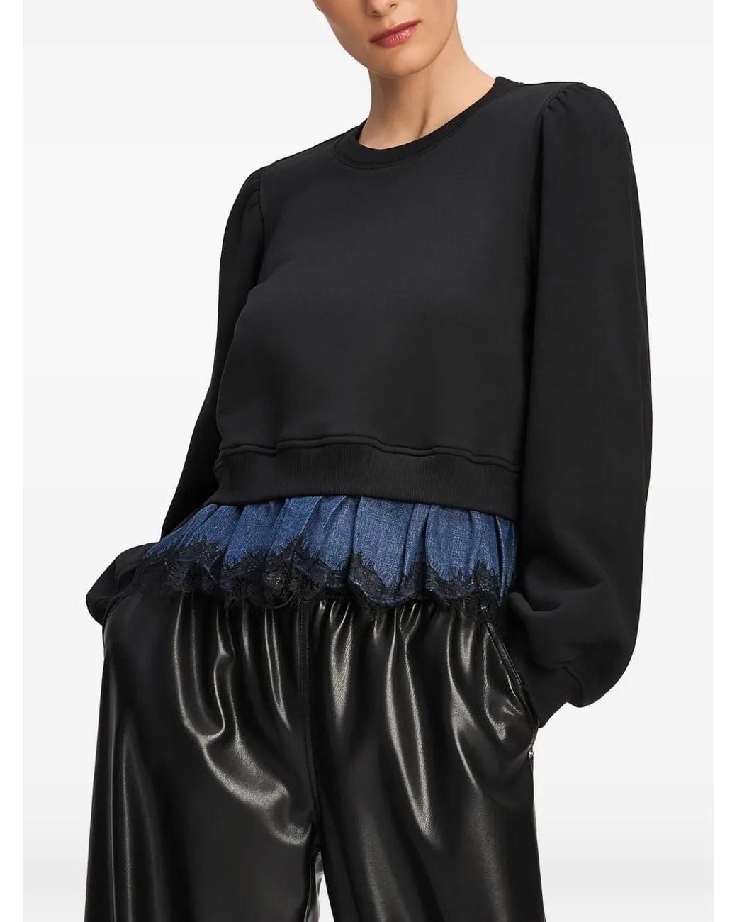 Cinq À Sept Black Mabel Lace-Trim Sweater