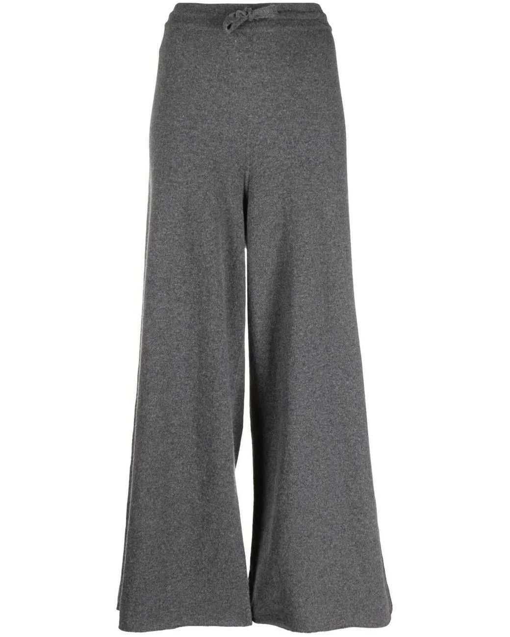 Jil Sander Gray Wide Leg Pants With Drawstring Waistband