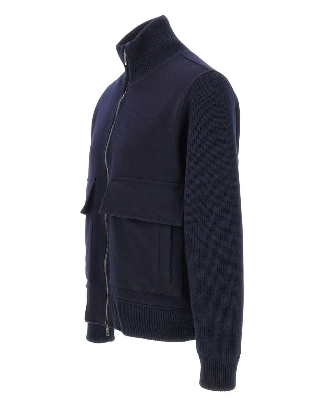 Paul & Shark Blue Knit-Sleeves Jacket for men