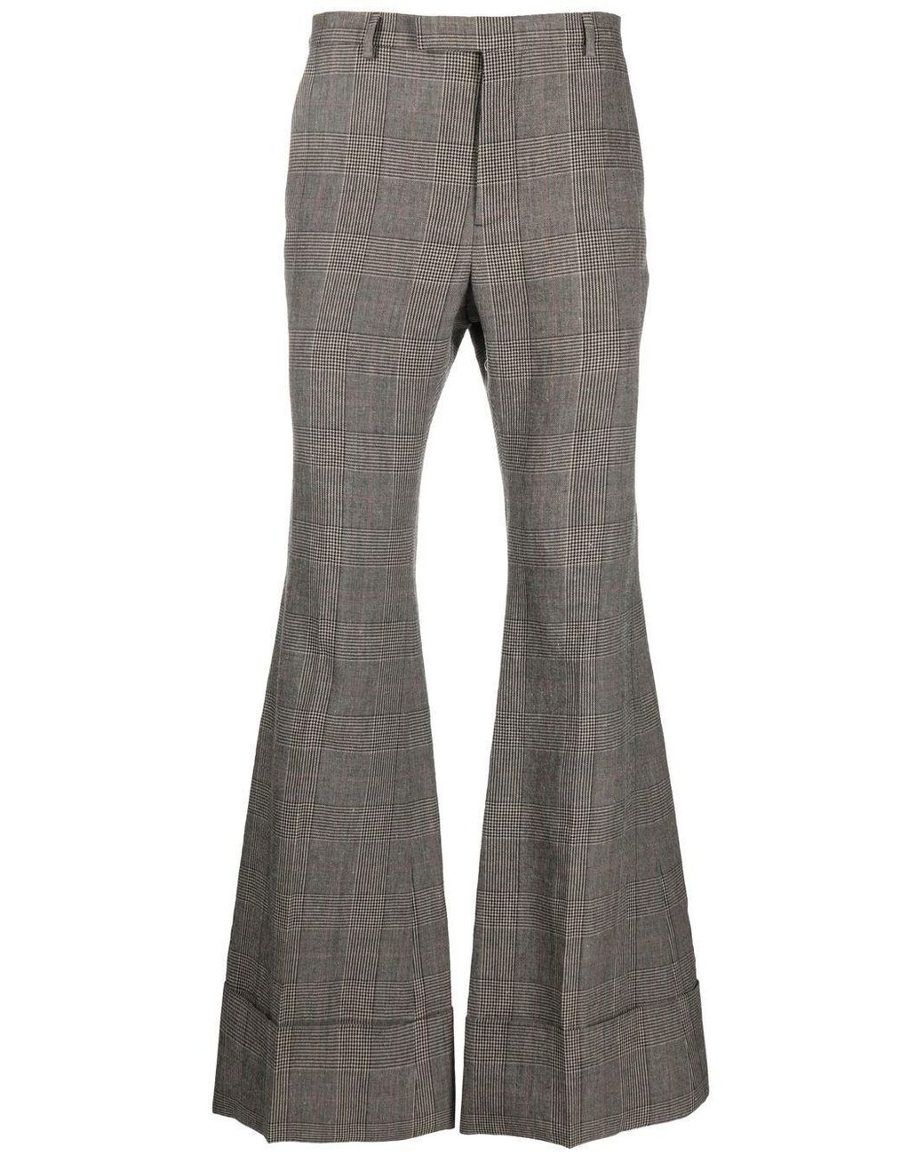 Gucci Linen Prince Of Wales Check Flared Trousers in Black for Men ...