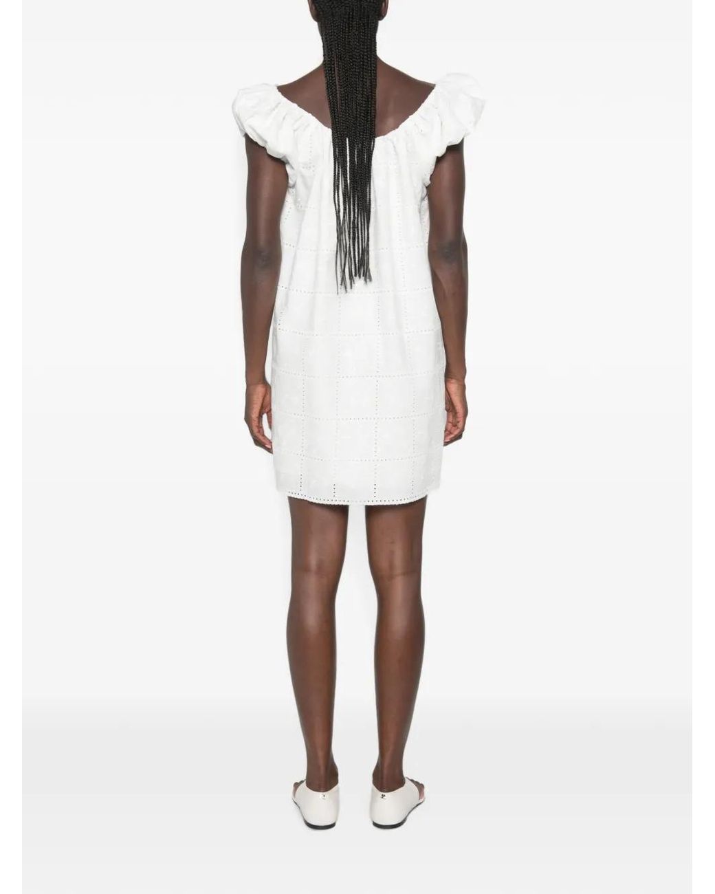 Faithfull The Brand White Serafina Puff-Sleeve Mini Dress