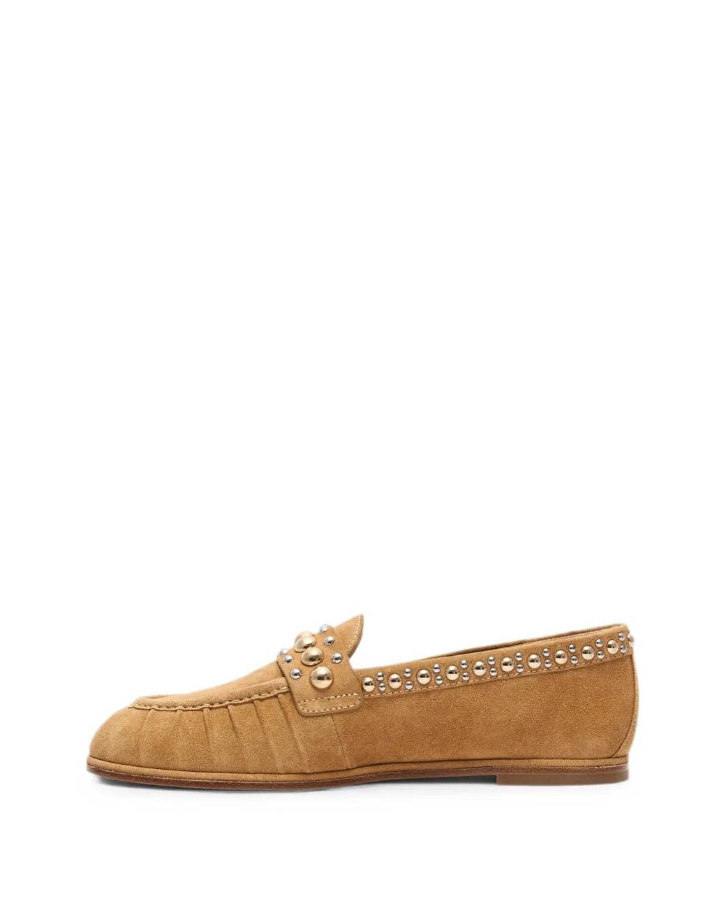 Stuart Weitzman White Perry Stud-Embellished Loafers