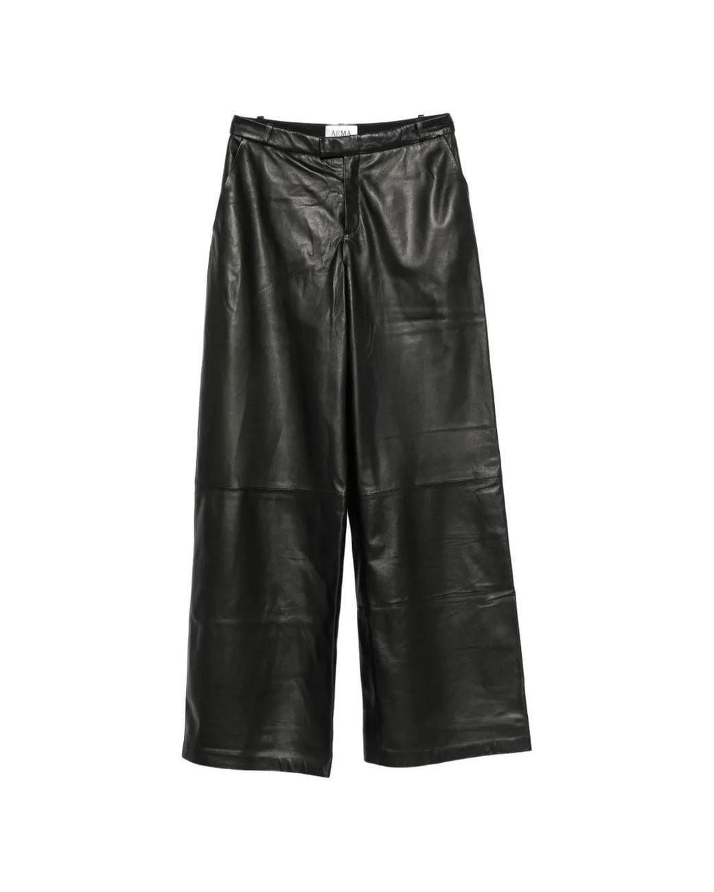 Arma Black Wide-Leg Leather Trousers