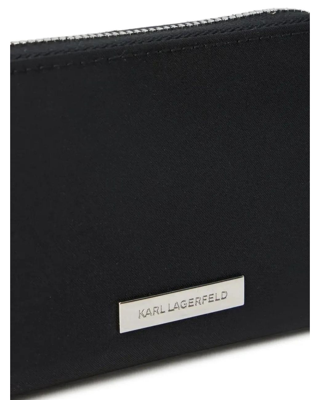 Karl Lagerfeld Black Logo-Plaque Zip Wallet