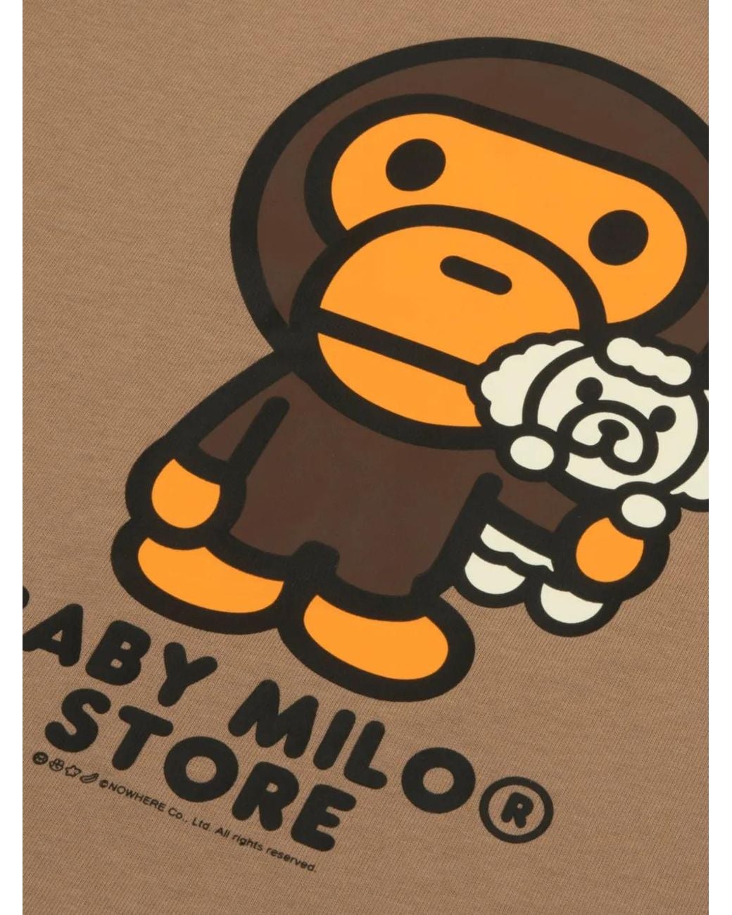*BABY MILO® STORE BY *A BATHING APE® Brown Baby Milo Graphic-Print Cropped T-Shirt