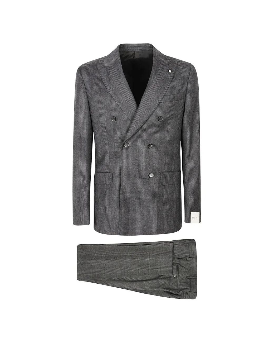 L.b.m. 1911 Gray Check-Pattern Double-Breasted Suit for men