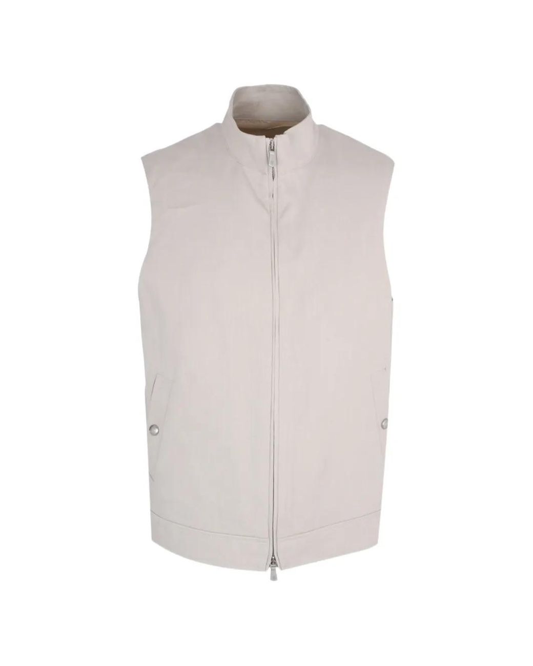Eleventy White Gilet En Lin À Fermeture Zippée for men