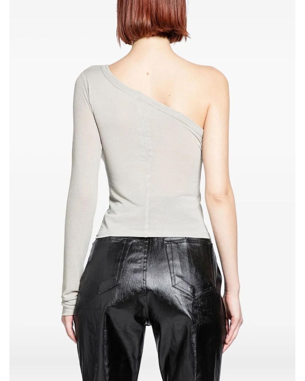 Rick Owens White Concordians Ziggy One-Shoulder Top