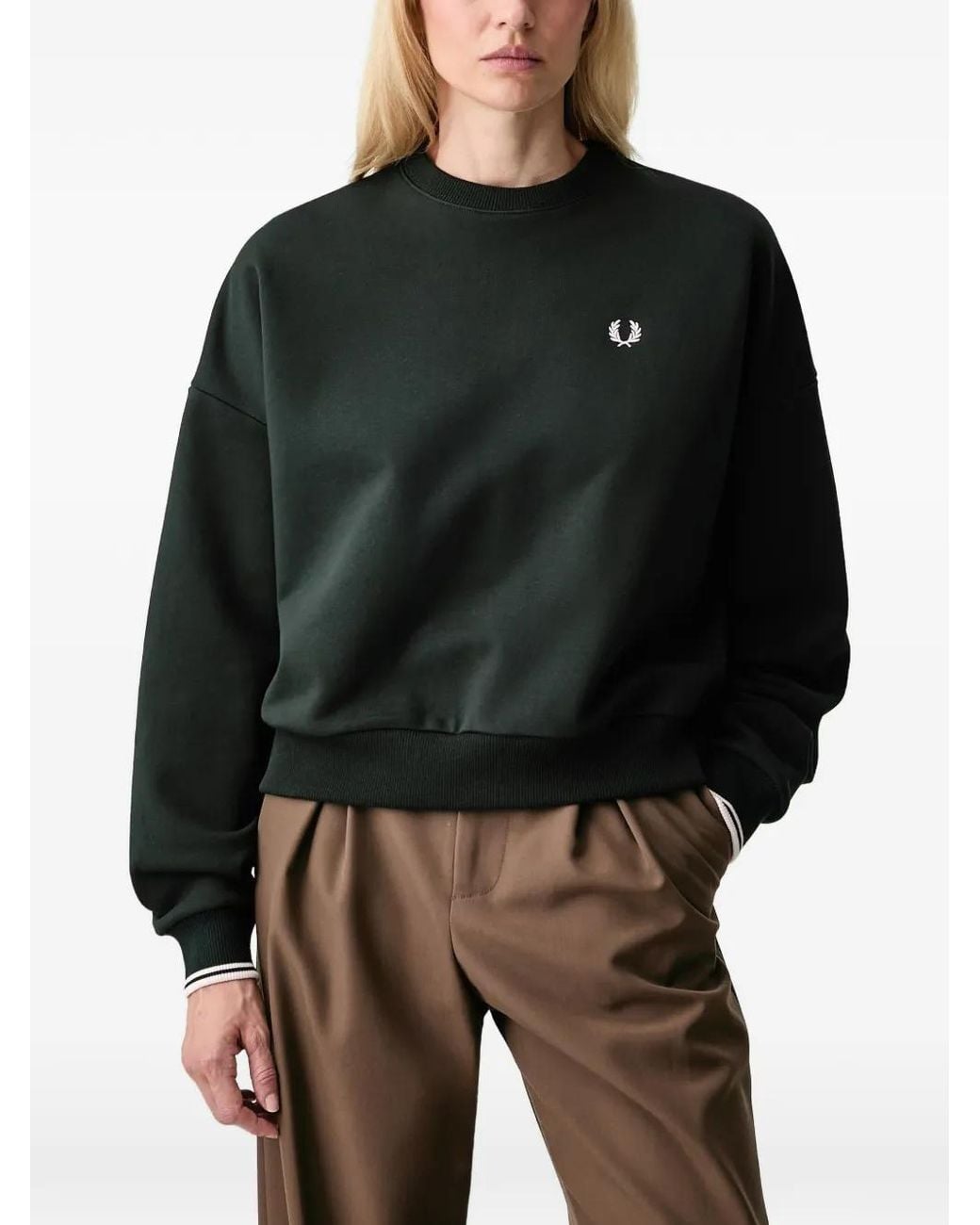 Fred Perry Black Logo-Embroidered Sweatshirt