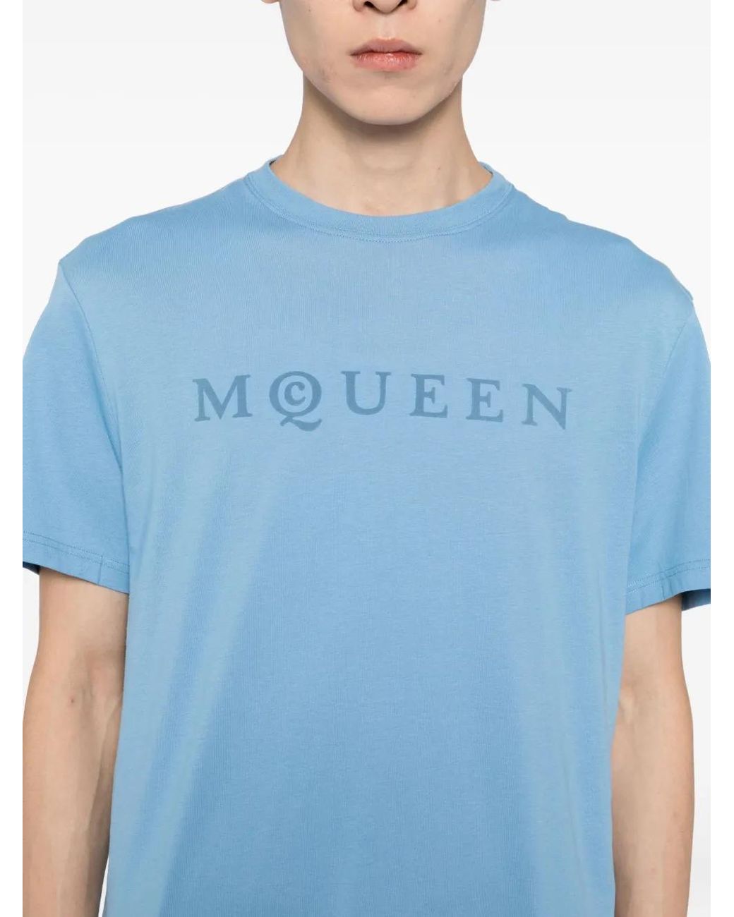 McQueen Blue Logo T-Shirt for men