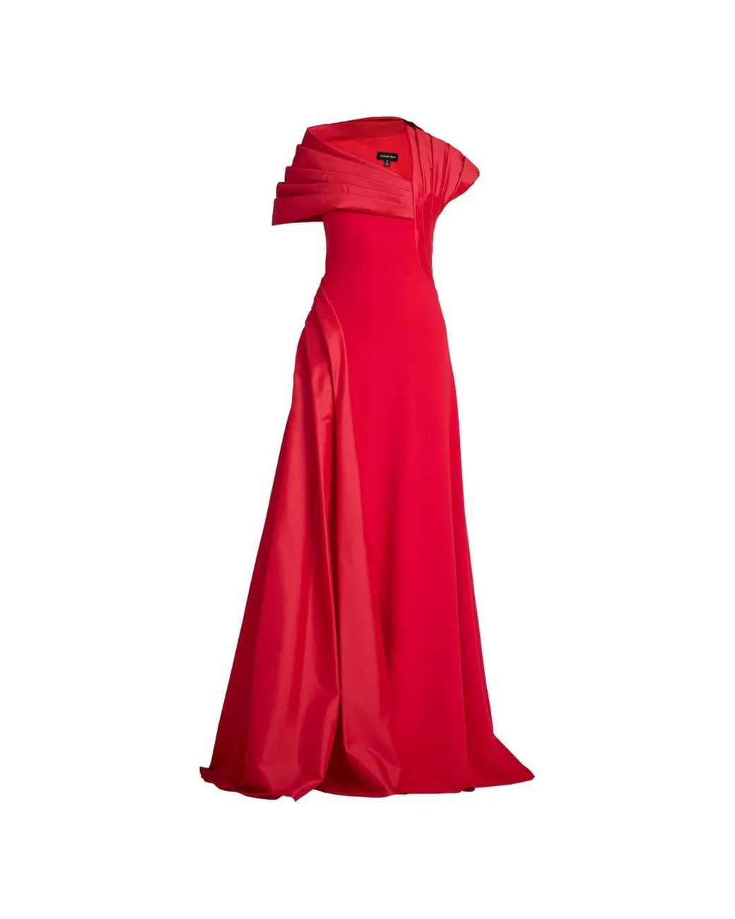 Tadashi Shoji Red Pleated Off-Shoulder Maxi Dress