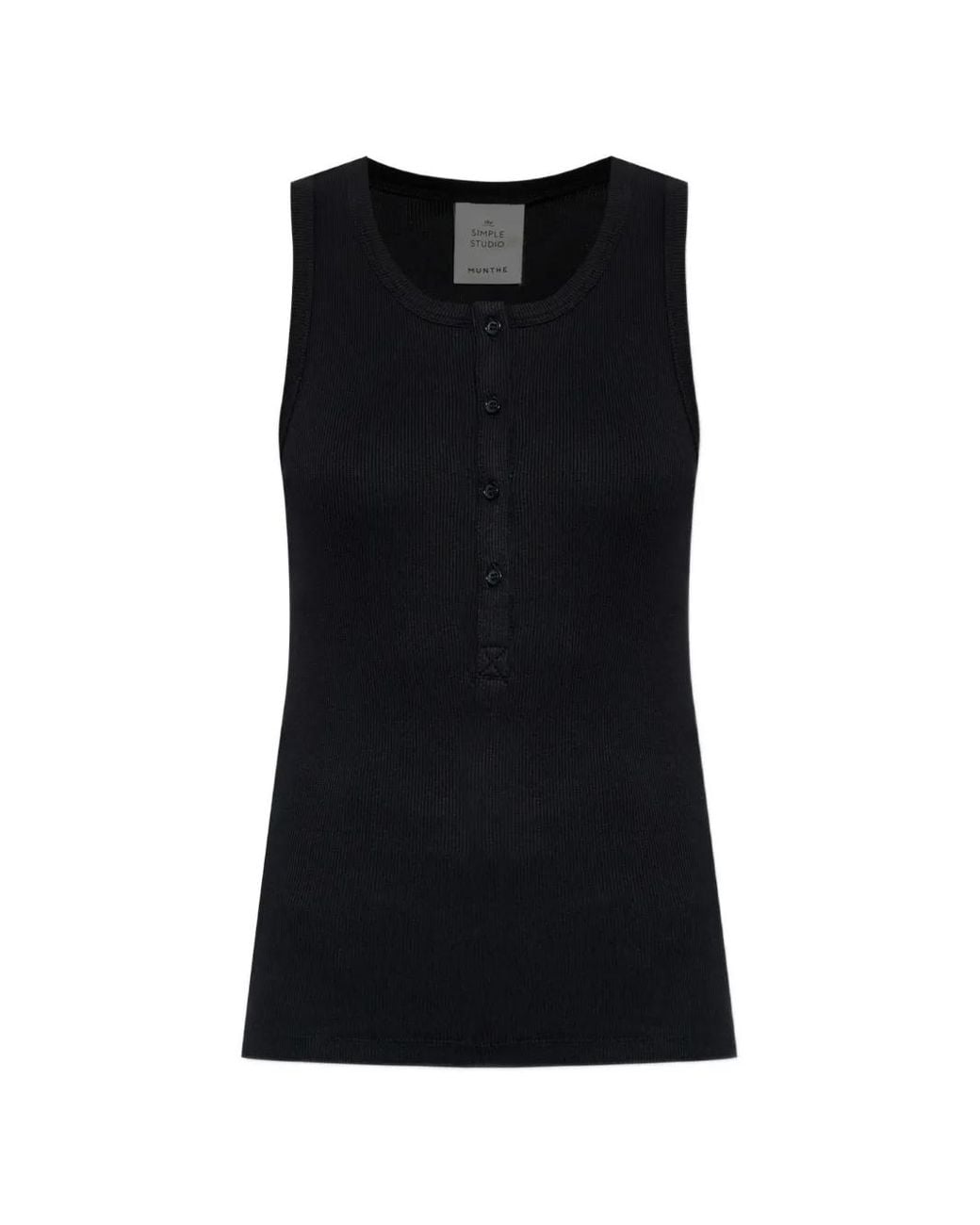Munthe Black Boma Ribbed Henley Top