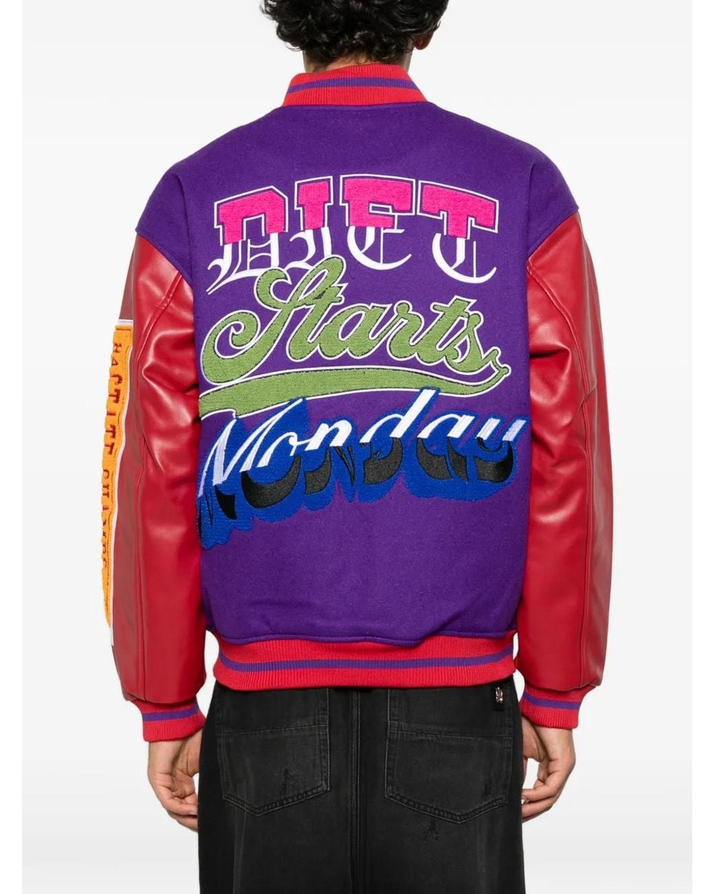 DIET STARTS MONDAY Pink Patch-Detail Bomber Jacket for men