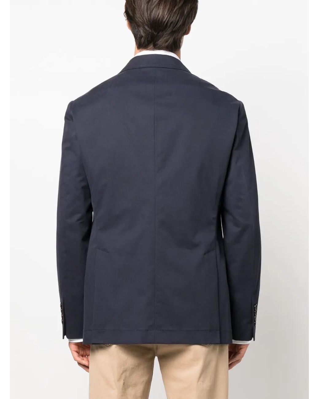 Brunello Cucinelli Blue Single-Breasted Cotton Blazer for men