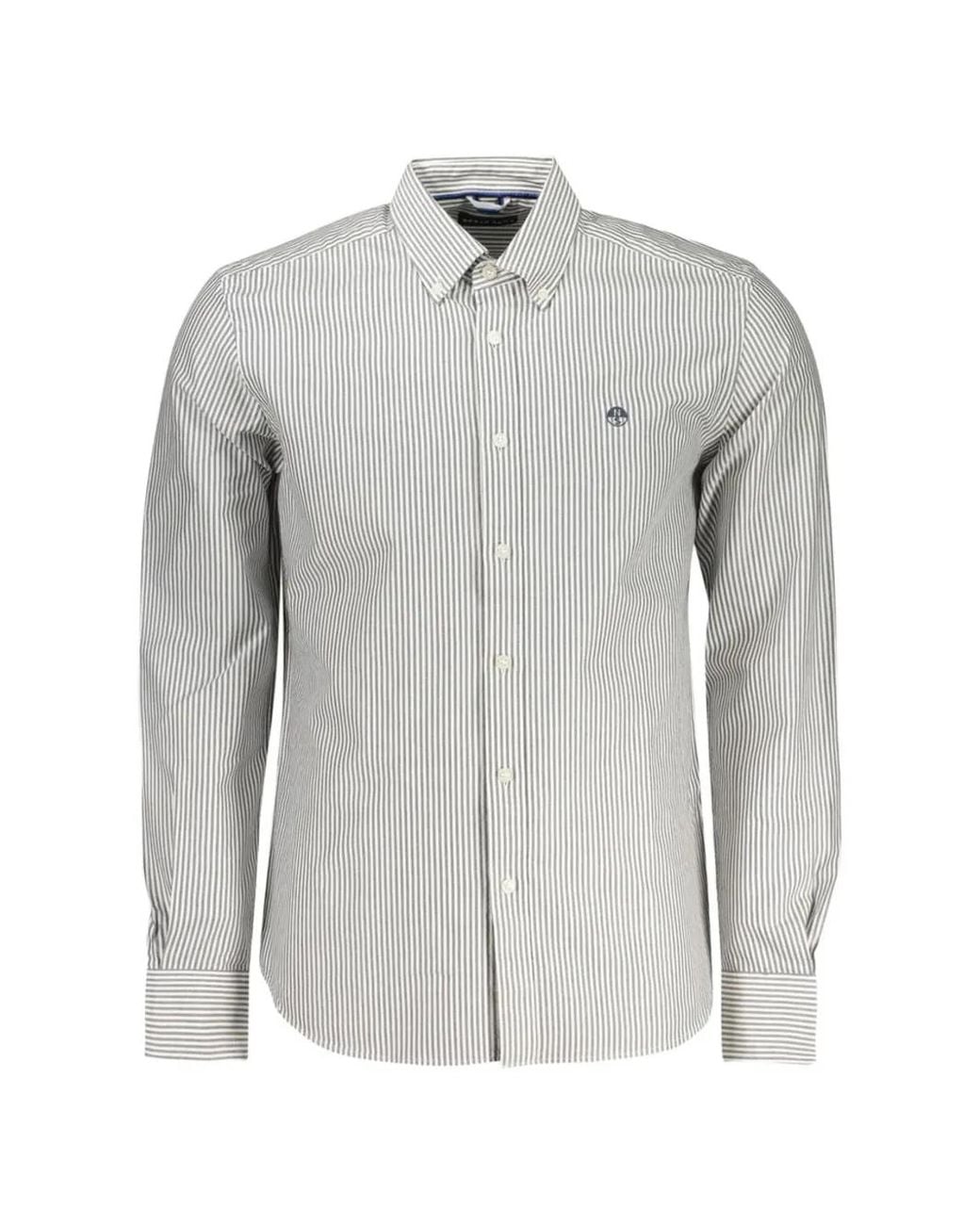 North Sails Gray Striped Button-Down Shirt for men