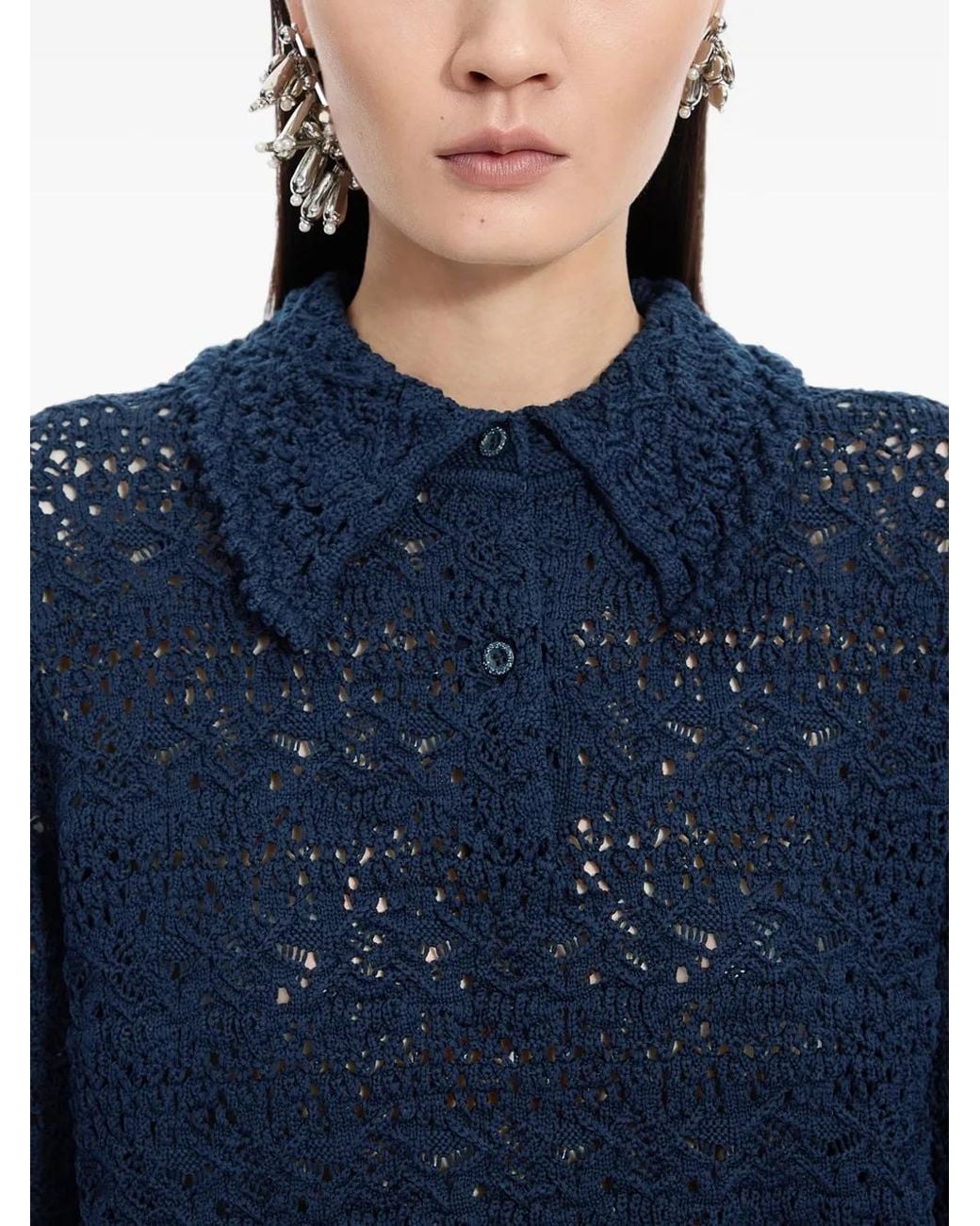 JNBY Blue Oversized Knitted Polo Shirt