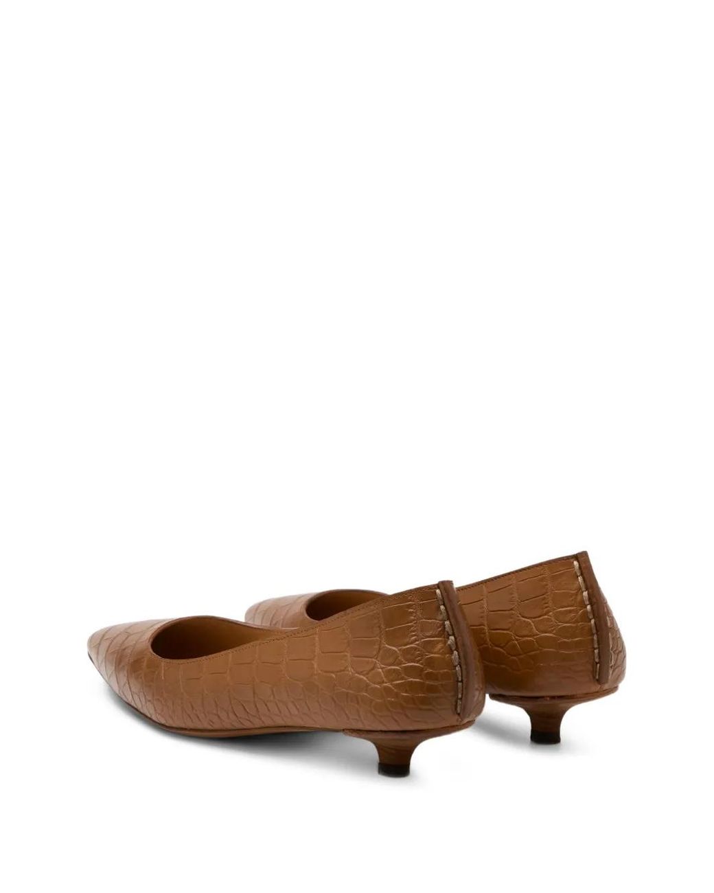 Marsèll Brown Spino Point-Toe Crocodile-Effect Pumps