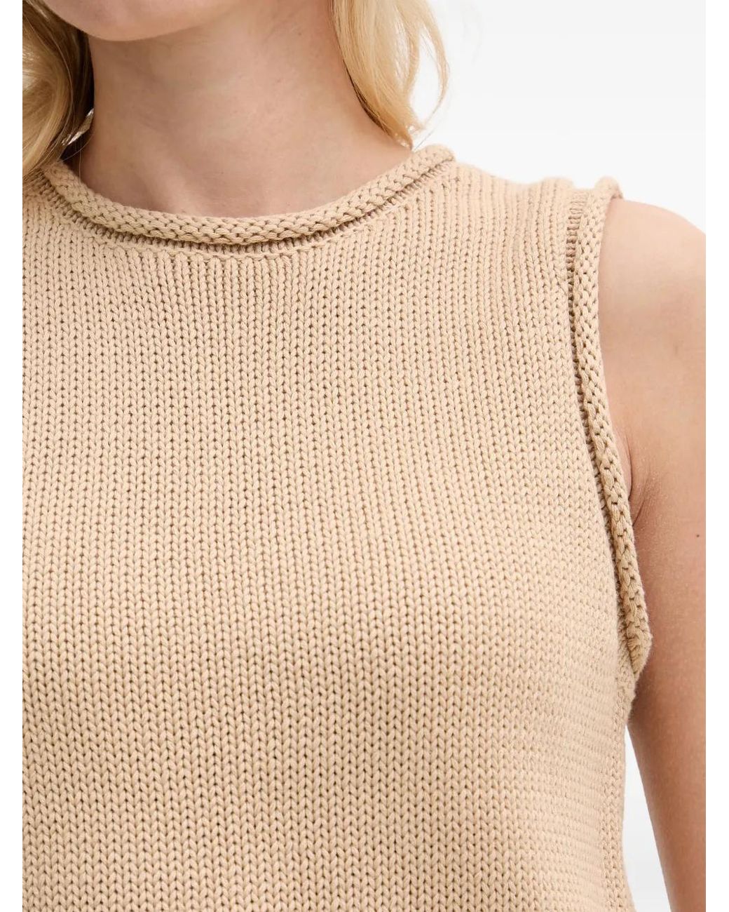 Mos Mosh White Mmaubin Sl Rolled-Trim Sleeveless Top