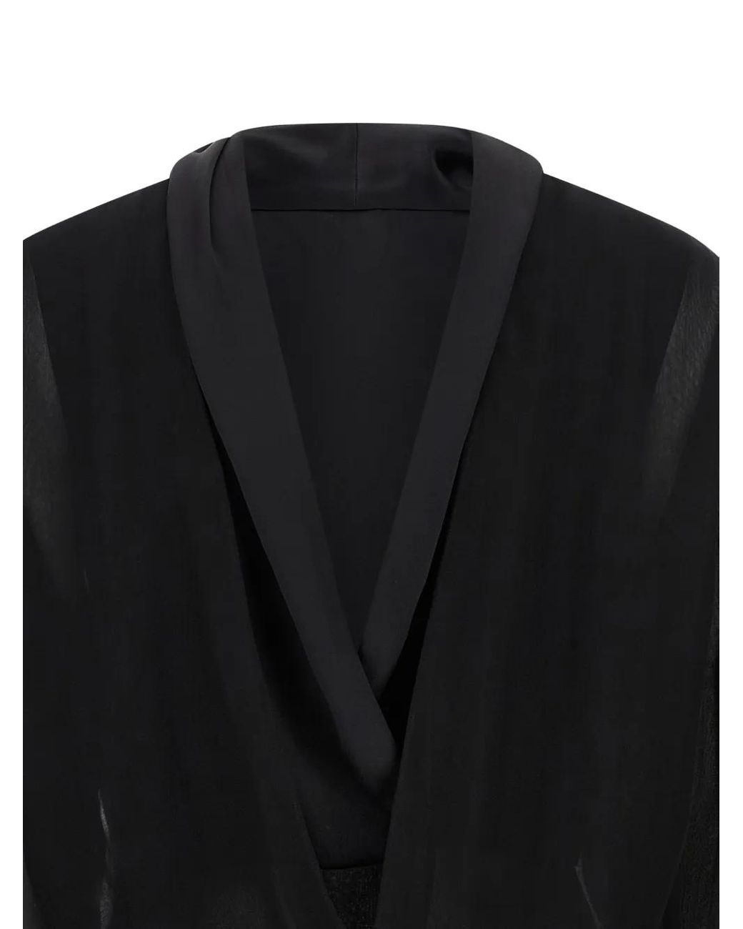 Alberta Ferretti Black V-Neck Silk Blouse