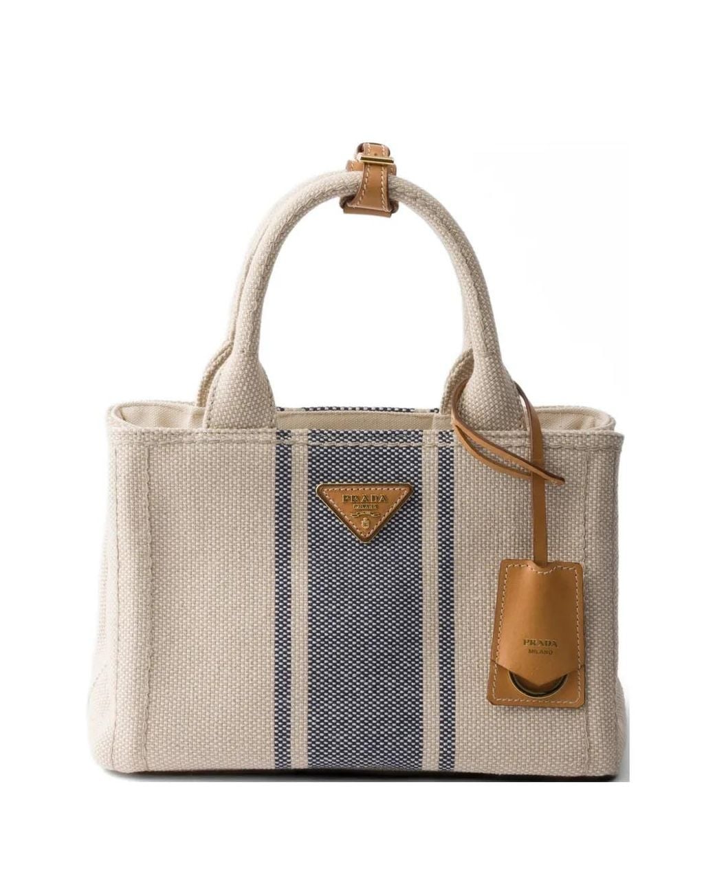 Prada Natural Jardinière Small Cotton Canvas Bag