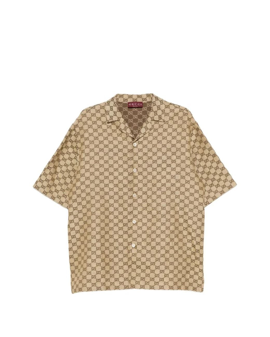 Gucci Natural Gg Linen-Blend Canvas Shirt for men