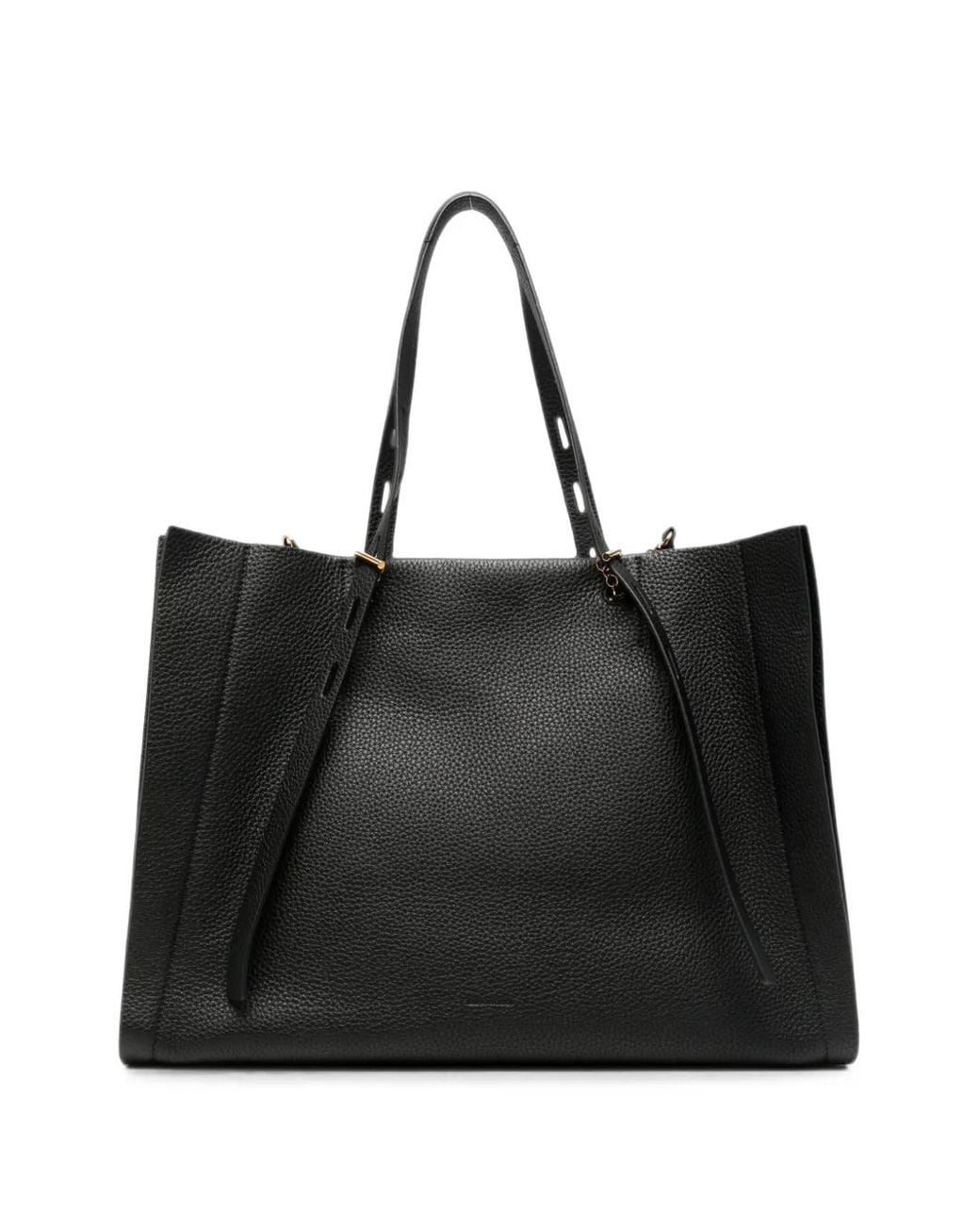 MINOBOSSI Black Pebbled-Leather Tote Bag