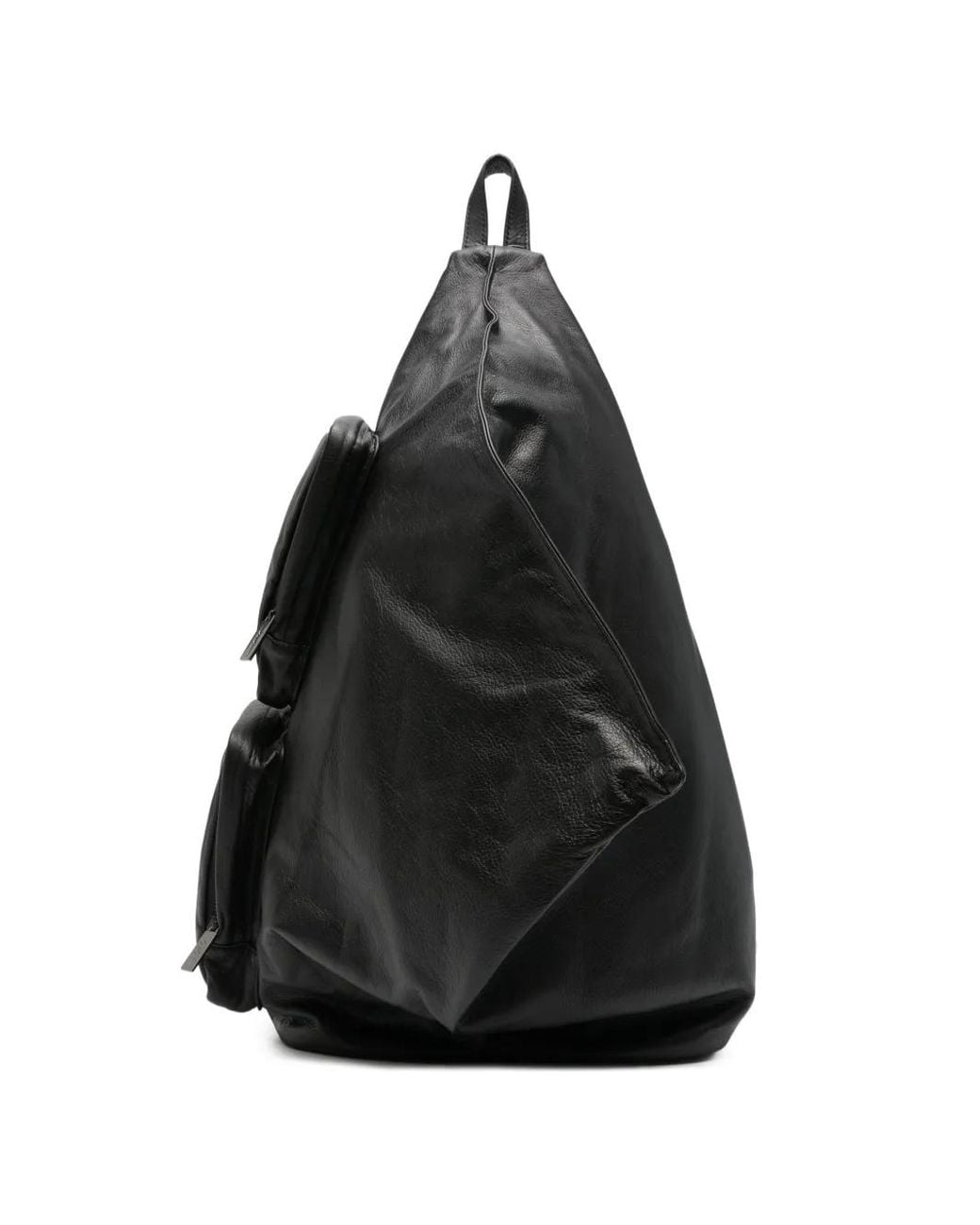 Yohji Yamamoto Black Asymmetric Leather Backpack for men