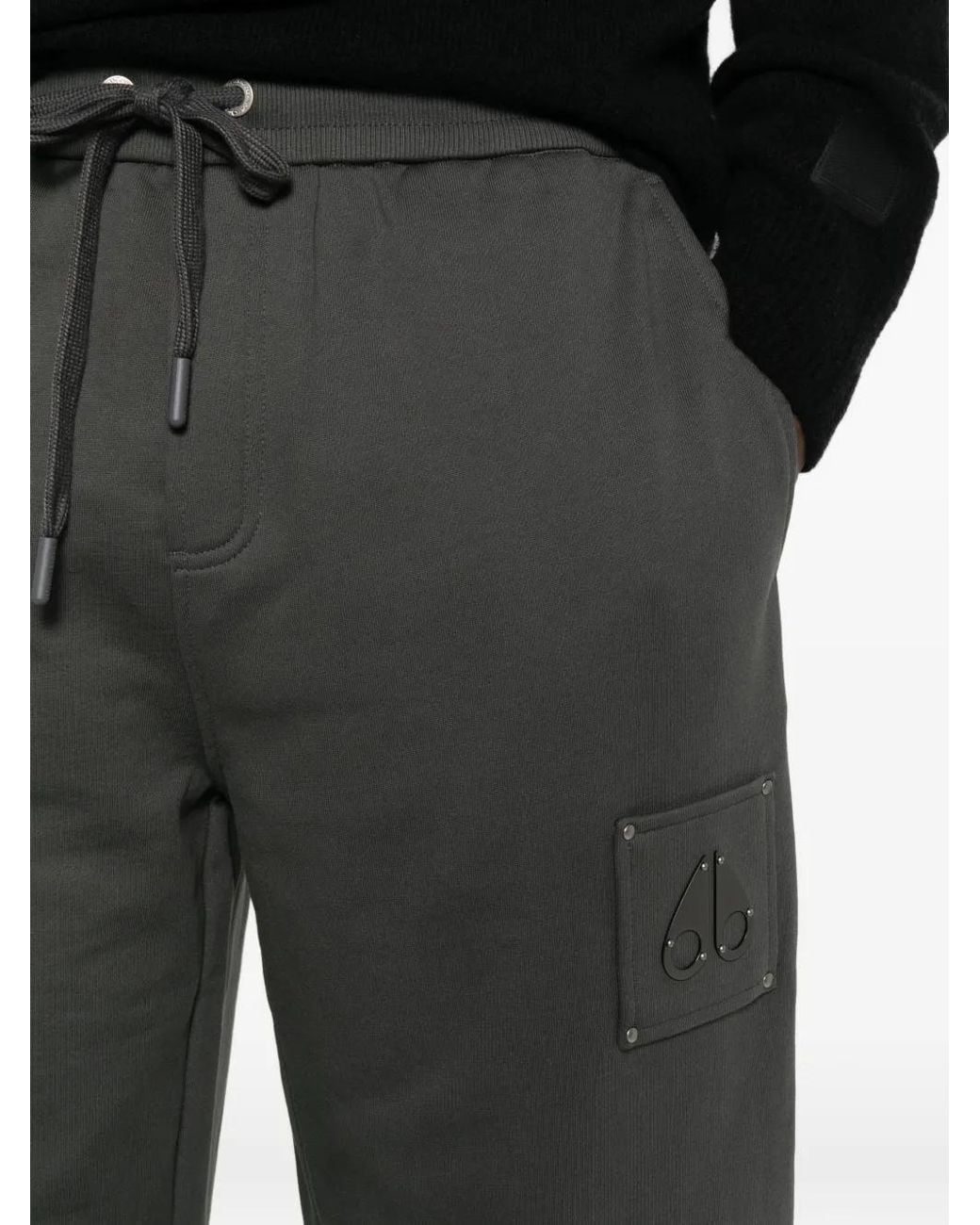 Moose Knuckles Gray Logo-Patch Drawstring Track Pants for men