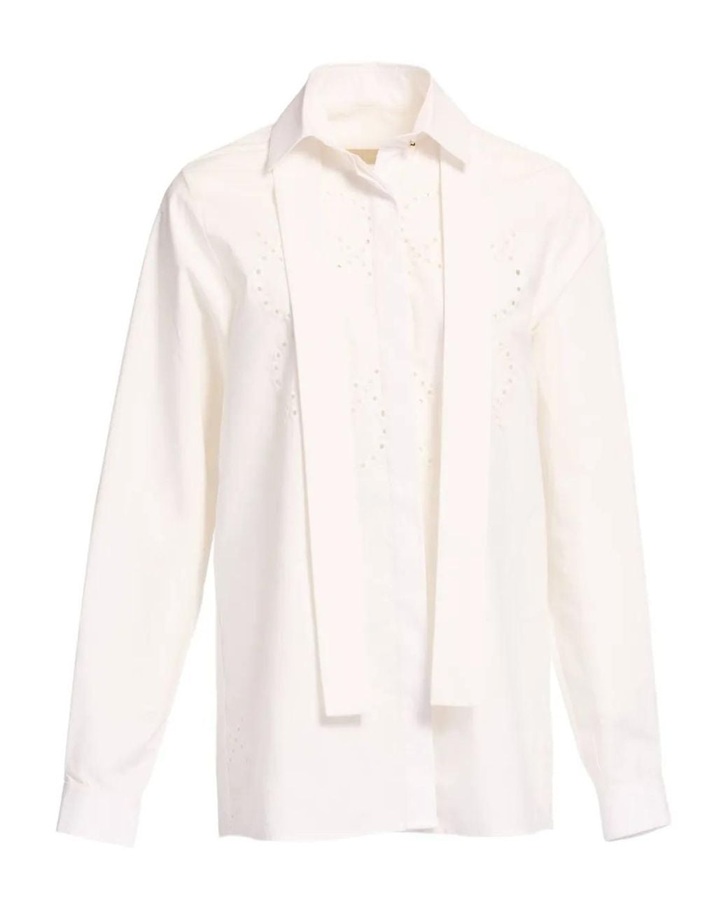 Elie Saab White Monogram-Embroidered Shirt