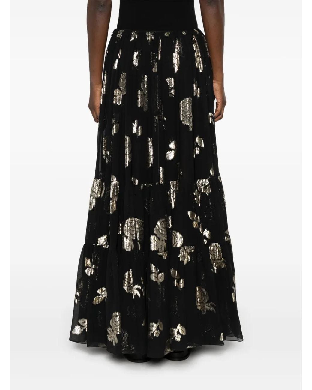 Chloé Black Floral-Jacquard Maxi Skirt